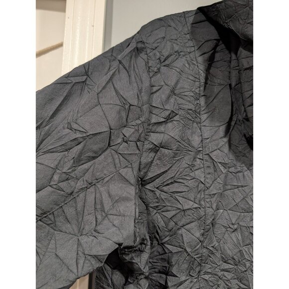 Chicos Womens Zenergy Hooded Jacket Black Full Zip Pockets Crinkle Fabric 3 (XL) - Picture 13 of 16